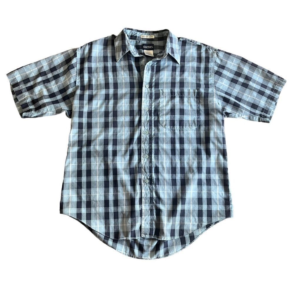 Puritan Button Down Collar Plaid Shirt Mens Size Médium Blue​​​